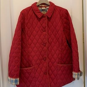 L.L.Bean Red quilted barn jacket, size XL